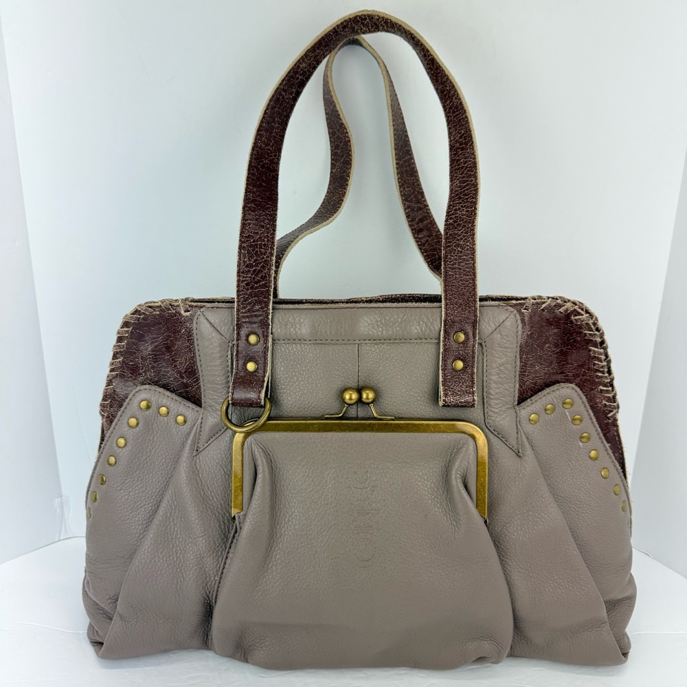 Muxo By Camila Alves Taupe Brown Pebbled Leather Handbag Shoulder Bag